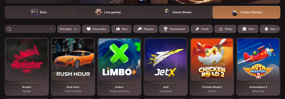 Instant games in the EpicStar lobby: Aviator, JetX, Limbo+, Aviamasters 2 and other crash titles.